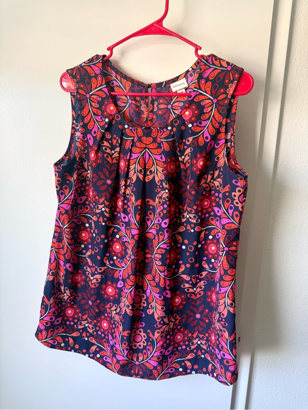 Merona Navy Sleeveless Dress with Pink & Red Floral Medallions